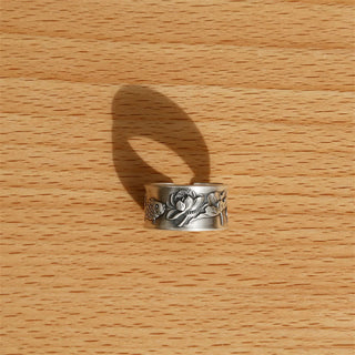 Buddha Gift 999 Sterling Silver Luck Koi Fish Lotus Heart Sutra Wealth Ring