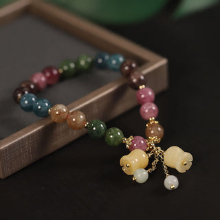 Buddha Gift Natural Colorful Tourmaline Flower Bead Love Bracelet