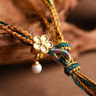 Buddha Gift Tibetan Handmade Rope Liuli Glass Bead Braided Multilayered Healing Bracelet