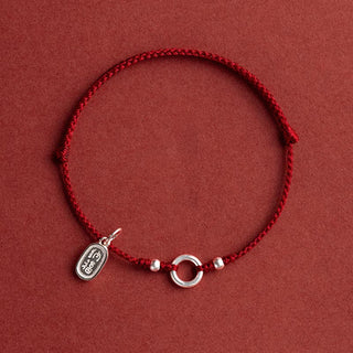 Buddha Gift 925 Sterling Silver Lucky Fortune Peace Joy Lotus Peace Buckle Red String Bracelet