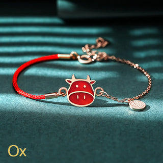 Buddha Gift 925 Sterling Silver Color-changing Chinese Zodiac Luck Protection Red String Chain Bracelet