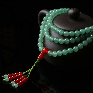 Buddha Gift 108 Beads Green Aventurine Red Agate Luck Mala Bracelet
