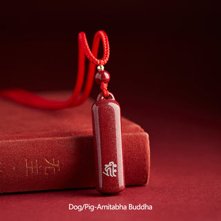 Buddha Gift Chinese Zodiac Natal Buddha Cinnabar Amulet Protection String Necklace Pendant