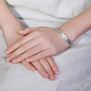 Buddha Gift 999 Sterling Silver Om Mani Padme Hum Lotus Wisdom Bracelet Bangle