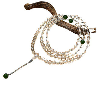 Buddha Gift 108 Beads White Crystal Jade Meditation Bracelet Mala