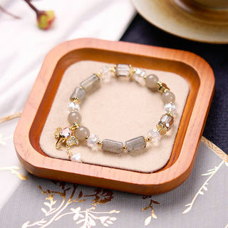 Buddha Gift Amethyst Green Aventurine Strawberry Quartz Positive Elephant Charm Bracelet