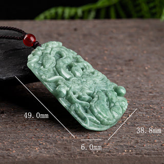 Buddha Gift Chinese Zodiac Dragon Jade Strength Necklace String Pendant