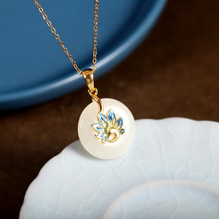Buddha Gift 925 Sterling Silver Natural Hetian White Jade Peacock Blessing Necklace Pendant Ring Earrings Set