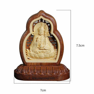 Buddha Gift Guru Rinpoche Buddha Padmasambhavan Serenity Wood Engraved Statue Figurine Decoration