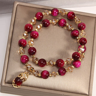 Buddha Gift Tiger Eye Pixiu Fox Money Bag Protection Self Confidence Double Wrap Bracelet