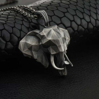 Buddha Gift Elephant Pewter Titanium Steel Strength Necklace Pendant