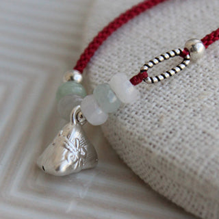 Buddha Gift 925 Sterling Silver Jade Red String Zongzi Charm Abundance Bracelet