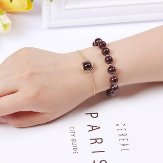 Buddha Gift Sun Stone Strawberry Quartz Crystal Positive Bracelet