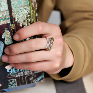 Buddha Gift Tibetan Dorje Vajra Engraved Design Copper Luck Wealth Adjustable Ring