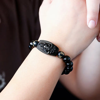 Buddha Gift Chinese Zodiac Obsidian Protection Bracelet