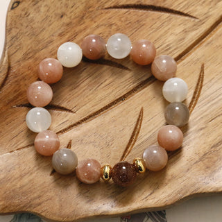 Buddha Gift Natural Sun Stone Gold Sandstone Wealth Positive Bracelet