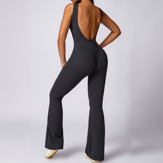 Buddha Gift Women Casual Sleeveless Jumpsuit Flare Pants Sports Fitness Yoga Bodysuit