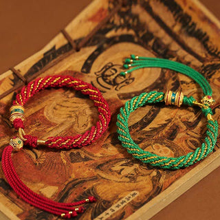 Buddha Gift Tibetan Handmade Luck Thangka Prayer Wheel Charm Weave String Bracelet