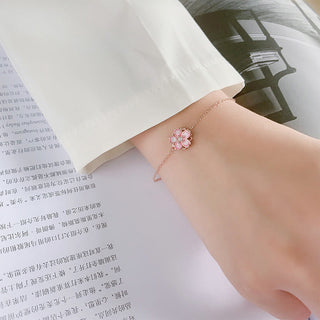 Buddha Gift 925 Sterling Silver Cherry Blossom Blessing Chain Bracelet Rotatable Ring