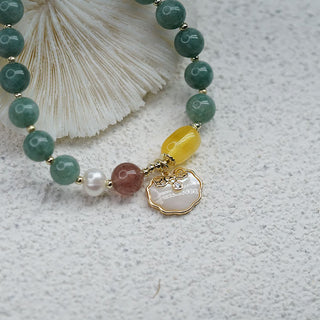 Buddha Gift Jade Sea shell Ruyi Lock Luck Bracelet
