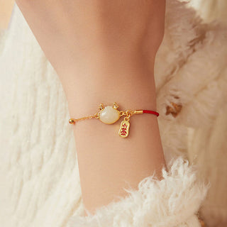 Buddha Gift 925 Sterling Silver Year Of The Dragon Hetian White Jade Chinese Steamed Bun Dragon Design Fortune Blessing Bracelet