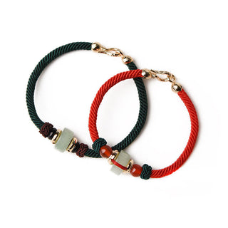 Buddha Gift Tibetan Green Aventurine Luck Braid String Bracelet