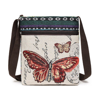 Buddha Gift Elephant Butterfly Embroidered Canvas Tote Bag Shoulder Bag Crossbody Bag