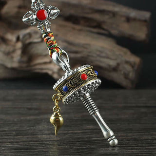 Buddha Gift Tibet Om Mani Padme Hum Prayer Wheel Peace Rotatable Bag Car Hanging Decoration