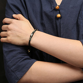 Buddha Gift Round Peace Buckle Jade Abundance Wealth String Bracelet