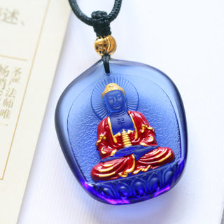 Buddha Gift Tibet Medicine Buddha Liuli Crystal Compassion Necklace Pendant