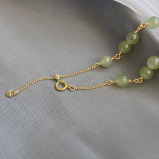 Buddha Gift 14k Gold Plated Hetian Jade Beaded Prosperity Chain Bracelet
