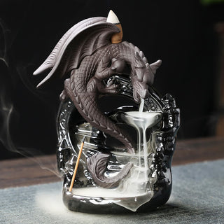 Buddha Gift Nordic Pterosaur Dragon Ceramic Backflow Smoke Fountain Protection Healing Incense Burner Decoration