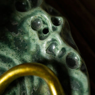 Buddha Gift Leaf Meditation Frog Pattern Healing Ceramic Incense Burner Decoration