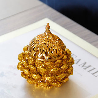 Buddha Gift Gold Pine Cone Pattern Spiritual Rituals Mini Incense Burner Home Tabletop Decor