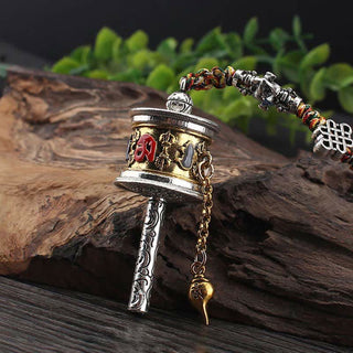 Buddha Gift Tibet Om Mani Padme Hum Prayer Wheel Peace Rotatable Bag Car Hanging Decoration