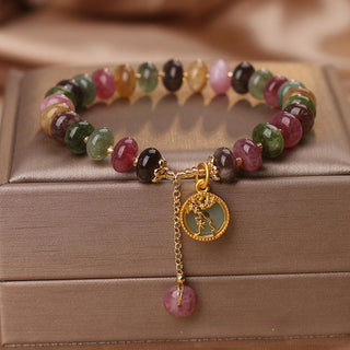 Buddha Gift Colorful Tourmaline Cute Flower Rabbit Charm Love Bracelet