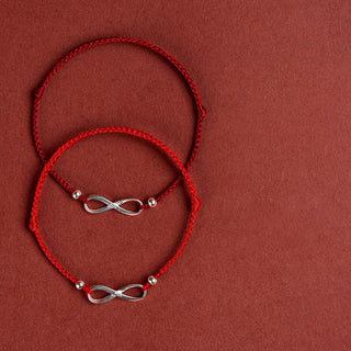 Buddha Gift 925 Sterling Silver Endless Knot Protection Luck Red String Bracelet Anklet