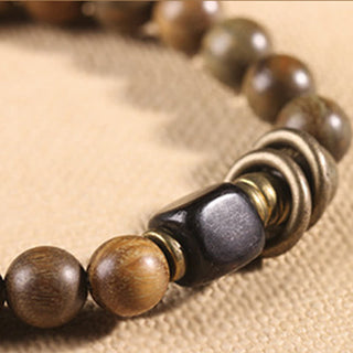 Buddha Gift Tibetan Green Sandalwood Crystal Soothing Peace Bracelet