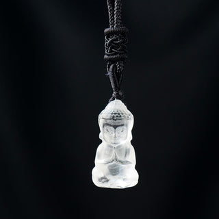 Buddha Gift Various Crystal Amethyst Pink Crystal White Crystal Citrine Buddha Carved Spiritual Healing Necklace Pendant Decoration