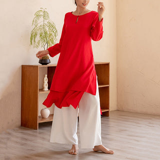 Buddha Gift 2Pcs Simple Design Tai Chi Meditation Yoga Clothing Top Pants Women's Set