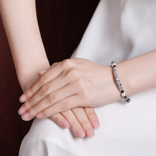 Buddha Gift Tibet Handmade Copper 999 Sterling Silver Auspicious Cloud Wealth String Bracelet