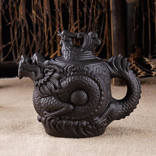 Buddha Gift Vintage Dragon Phoenix Ceramic Teapot