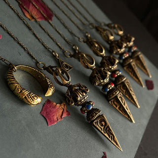 Buddha Gift Pentagram Eye of God Feather Hamsa Copper Healing Necklace Pendant Pendulum