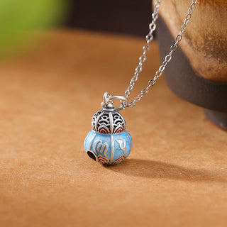 Buddha Gift 999 Sterling Silver Om Mani Padme Hum Engraved Gourd Design Wisdom Necklace Pendant