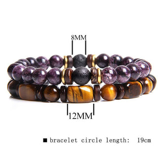 Buddha Gift 2PCS Healing Crystal Emperor Stone Tiger Eye Bead Bracelet