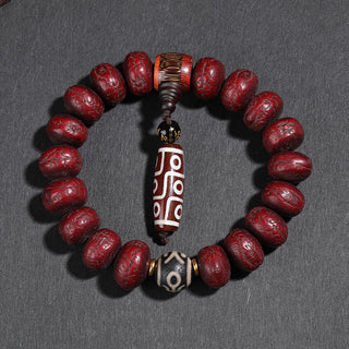 Buddha Gift Tibet Bodhi Seed Dzi Bead Dancing Lion Luck Bracelet Wrist Mala