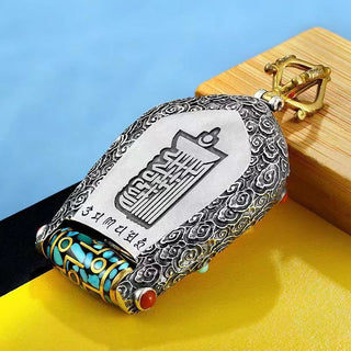 Buddha Gift Tibet Chinese Zodiac Natal Buddha Thangka Prosperity Rotatable Dzi Bead Necklace Pendant