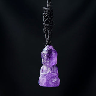 Buddha Gift Various Crystal Amethyst Pink Crystal White Crystal Citrine Buddha Carved Spiritual Healing Necklace Pendant Decoration