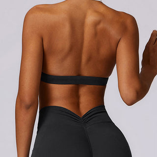 Buddha Gift Solid Color Halter Neck Bra Long Sleeve Crop Tank Top Pants Sports Fitness Gym Yoga Outfits