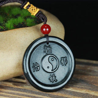 Buddha Gift Natural Hetian Cyan Jade Yin Yang Luck Harmony Necklace Pendant